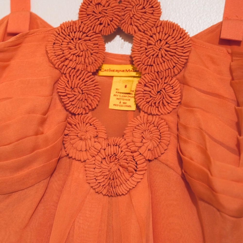 Catherine Maladrino Silk Dress, Peach, Size 6